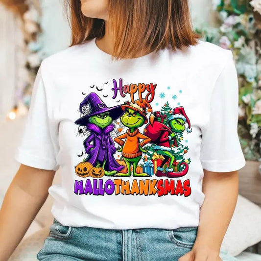 Happy Hallothanksmas Shirt, Halloween Shirt, Thanksgiving Shirt, Trendy Christmas Gift