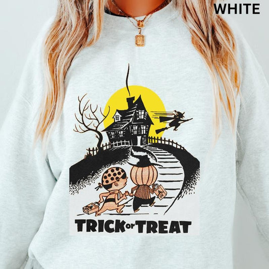 Happy Halloween Sweatshirt, Trick or Treat Sweatshirt, Halloween Graphic Sweatshirt Casual Crewneck