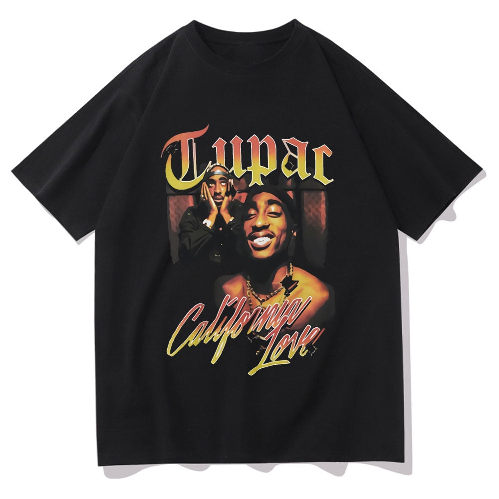 Rapper Tupac T Shirt Hip Hop Loose Oversized Hoodie, Sweatshirt | CoreVibeTees.com (Image 1)