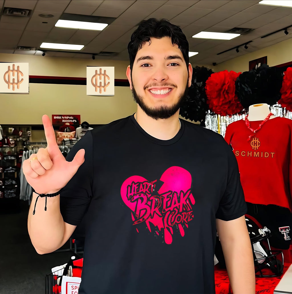 Heart break core Chazza McKenzie neon pink heart graphic shirt