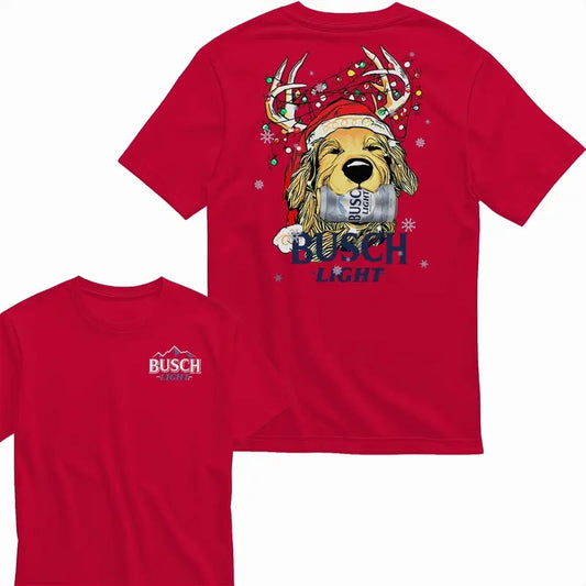 Busch Light Christmas Golden Dog 2 Sided T-shirt Unisex Style - Gift for Him/Her t shirt busch light
