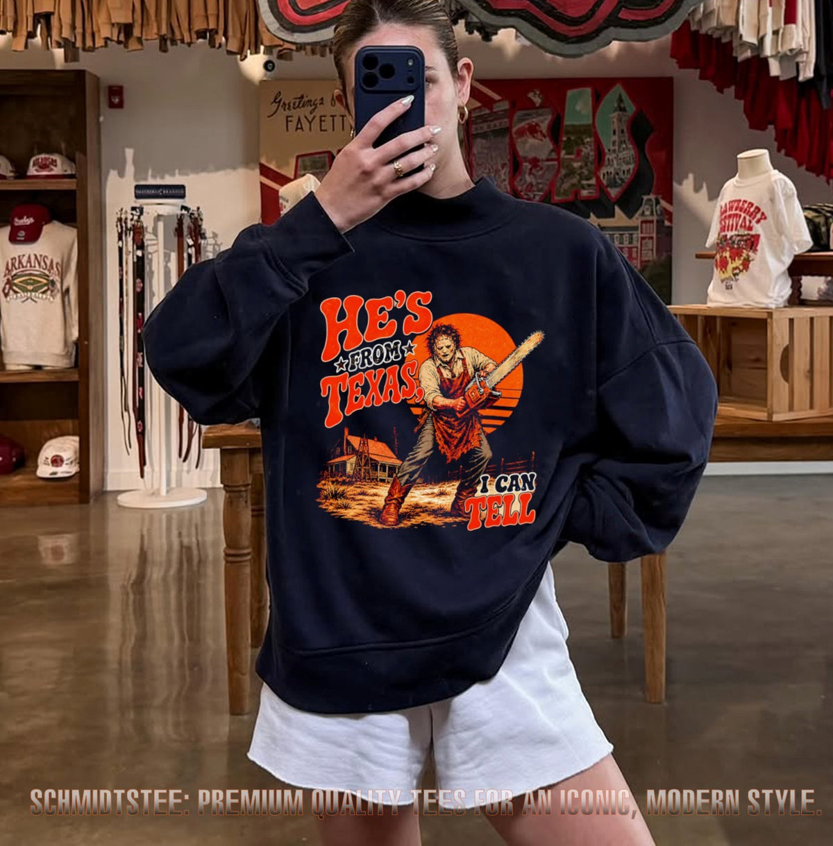 He’s From Texas I Can Tell Chainsaw Horror Halloween shirt