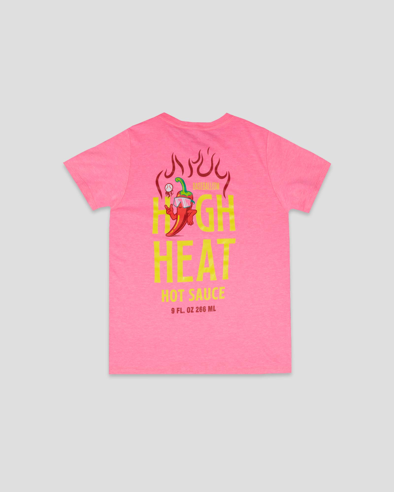 High Heat Hot Sauce Glow in the Dark T-Shirt (Pink) - Youth Hoodie, Sweatshirt | CoreVibeTees.com (Image 3)