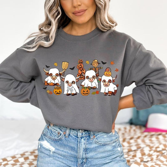 Highland Cow Halloween Sweatshirt | Western Halloween | Fall Shirt | Retro Spooky Season | Funny Halloween