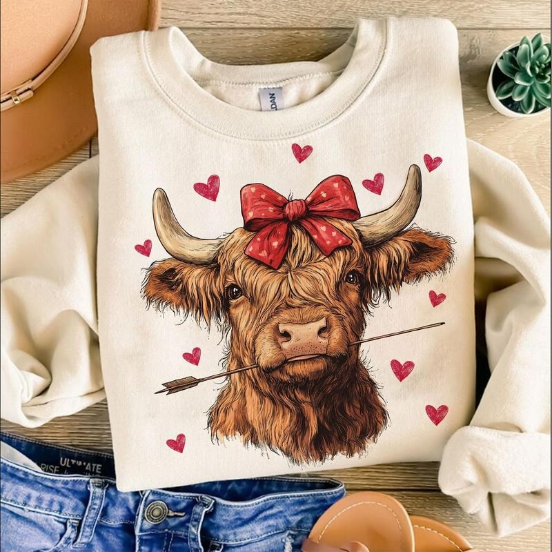 Highland Cow Sweatshirt,Valentine's Sweatshirt,Valentine's day s,Valentine ,Coquette,Trending Sweatshirt,Girly Valentine