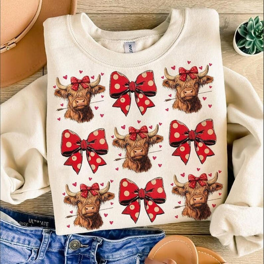 Highland Cow ,Sweatshirt,Valentine's day s,Valentine ,Coquette,Trending ,Girly Valentine