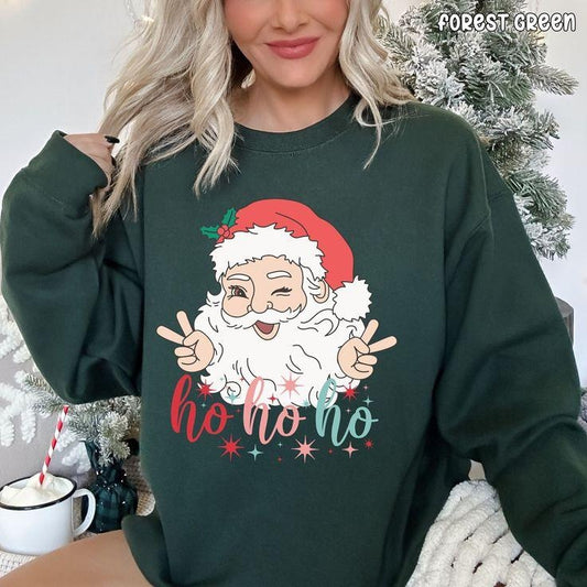 Ho Ho Ho Sweatshirt, Santa Claus Sweatshirt, Retro Santa Sweatshirt, Retro Christmas Santa, Christmas Crewneck Sweatshirt Women, Cute Santa