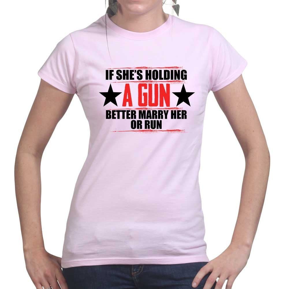 Ladies She's Holding A Gun T-shirt Style001 Hoodie, Sweatshirt | CoreVibeTees.com (Image 1)
