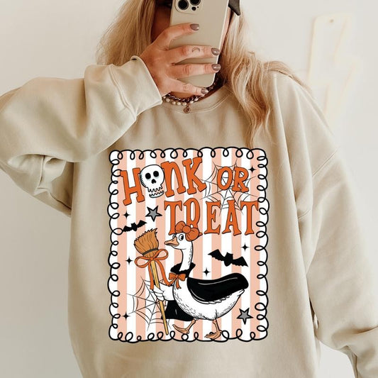 Honk Or Treat Sweatshirt ~ Unisex Apparel Relaxed Fit Printed In The USA Clothing Womenswear Casual Comfort Cotton Top Athletic Boho Chic