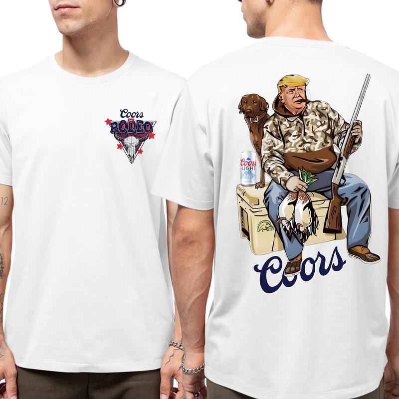 Hunter Trump With Coors Light Beer 2 Siders T-Shirt/Sweatshirt/Hoodie, Retro Crewneck, Gift For Friends, Cotton, Menswear Top