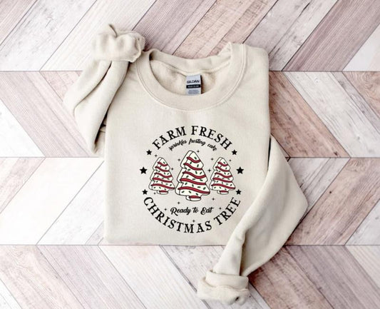 Farm Fresh Christmas Tree Sweatshirt/Shirt/Hoodie, Retro Crewneck, Gift For Girlfriend, Cotton, Print Tee