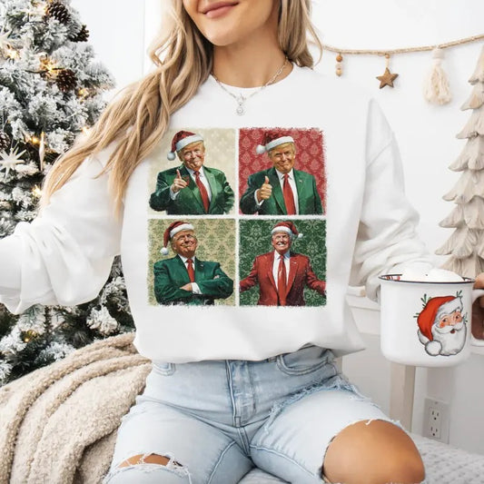 Boho Christmas Trump Tshirt/Sweatshirt/Hoodie, Retro Santa Crewneck, Gift For MyFriends, Cotton, Menswear Top