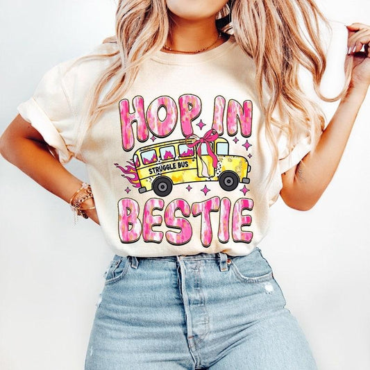 Hop in Bestie, Struggle Bus, Retro Mental Health, Sarcastic Anxiety T-shirt