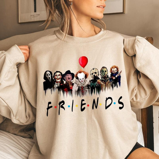 Horror Characters Friends Sweatshirt, Halloween Horror Characters Shirt, Friends Halloween Shirt, Horror Movie Characters Shirt, Halloween