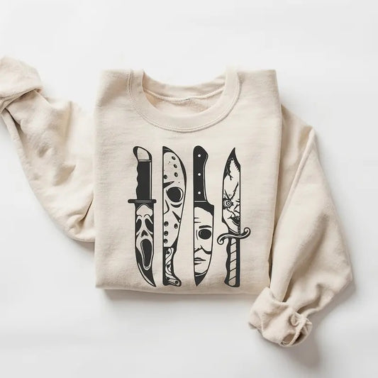 Horror Characters Ghostface Sweatshirt, Ghostface Halloween Crewneck Sweatshirt, Scary Movies Halloween Tee Shirt, Horror Characters Sweater, Horror Halloween Tee Shirt, Ghostface Halloween T-Shirt, Spooky Season Tee Shirt, Best Gift For Halloween
