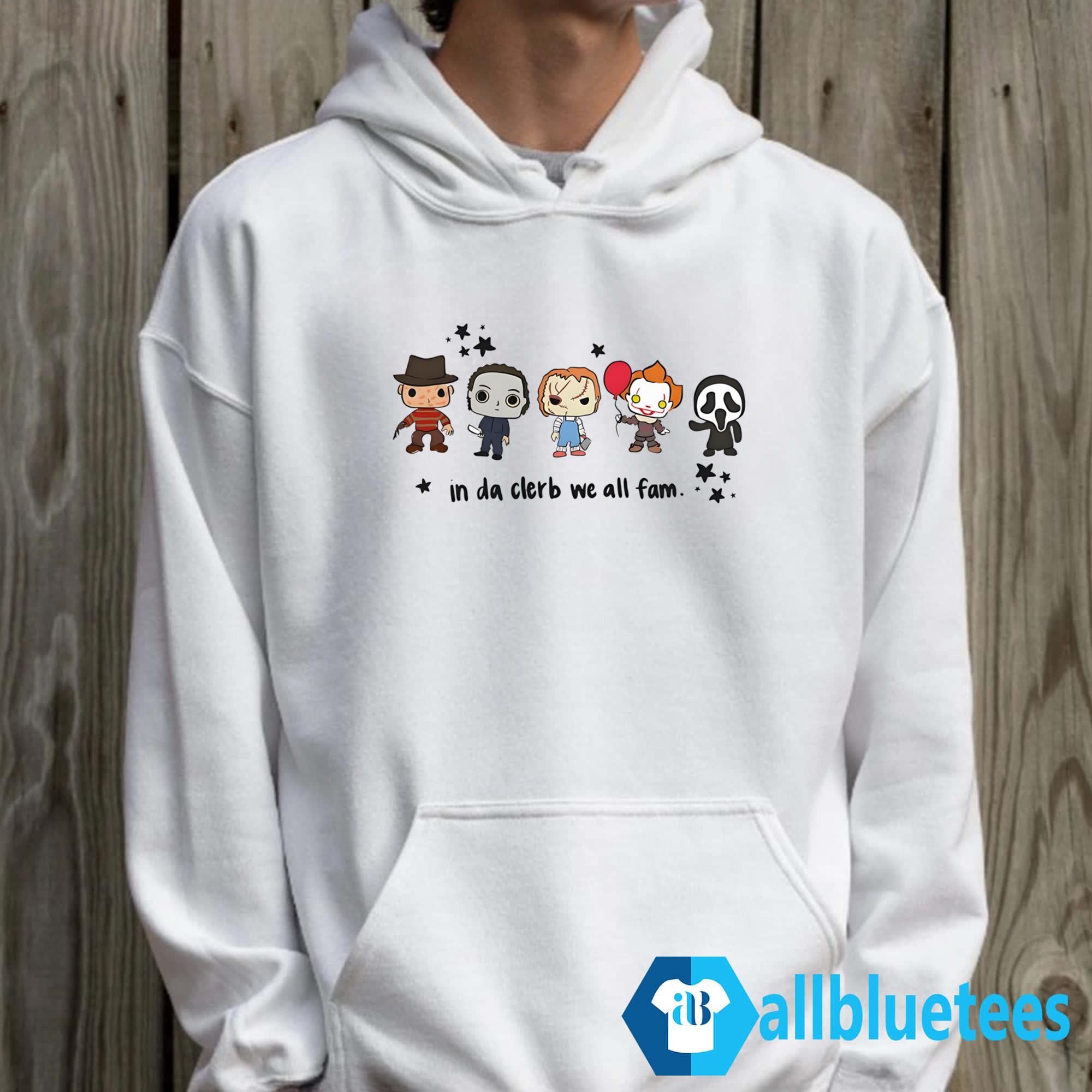 Horror Characters In Da Clerb We All Fam Shirt