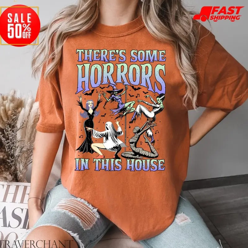 Horror Movie There's Some Horrors In This House Shirt Funny, Horror Gift, Halloween Sweatshirt, Halloween Gift Cotton...