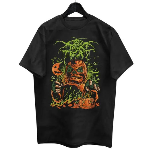 Horror T-Shirt Unisex (For Men and Women) Horror Movie Shirt Heavy Metal Pumpkin Shirts. Scary Halloween Shirt Music Spooky Menswear Top