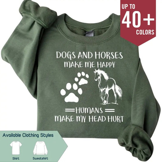 Horse Love Sweatshirt, Country Girl Southern T-shirt, Dog Mom Gifts, Horses & Dogs Graphic Tee, Gift for Best Friend, Gift for Him & Her - Trending, Crew Neck, Top sweatshirts