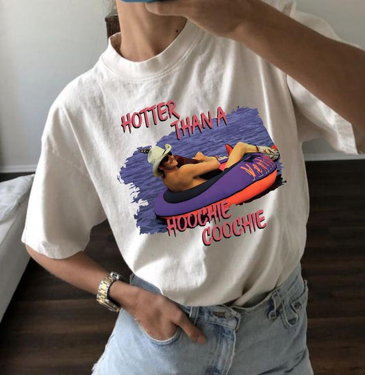 Hotter Than A Hoochie Coochie Shirt, Country Music Shirt, 90s Country Music Trendy Summer Shirt, Meme Summer Vacation Shirt, Womens Summer Vacation, Women Concert Shirt