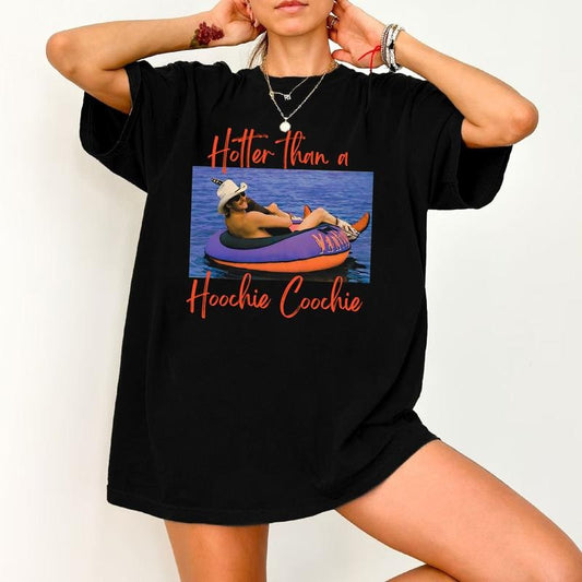 Hotter Than A Hoochie Coochie Shirt, Womens Summer Vacation, Women Concert Shirt, Country Music Shirt, 90s Country Music Trendy Summer Shirt, Meme Summer Vacation Shirt