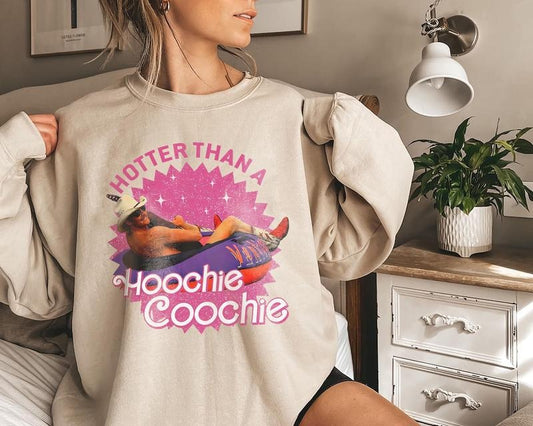 Hotter Than A Hoochie Coochie Sweatshirt, Trendy Country Music Design