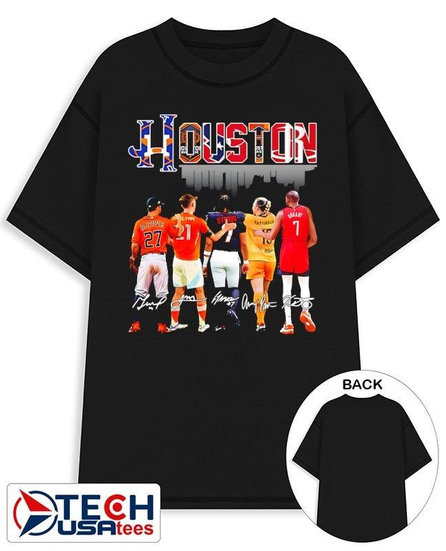 Houston Sports Team skyline players signature shirt