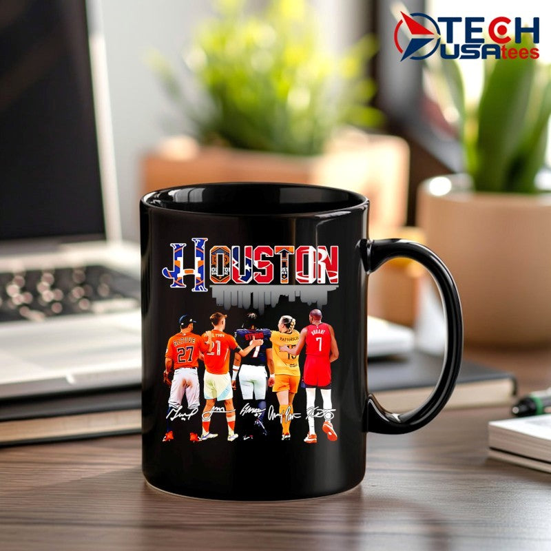 Houston Sports Team skyline players signature shirt