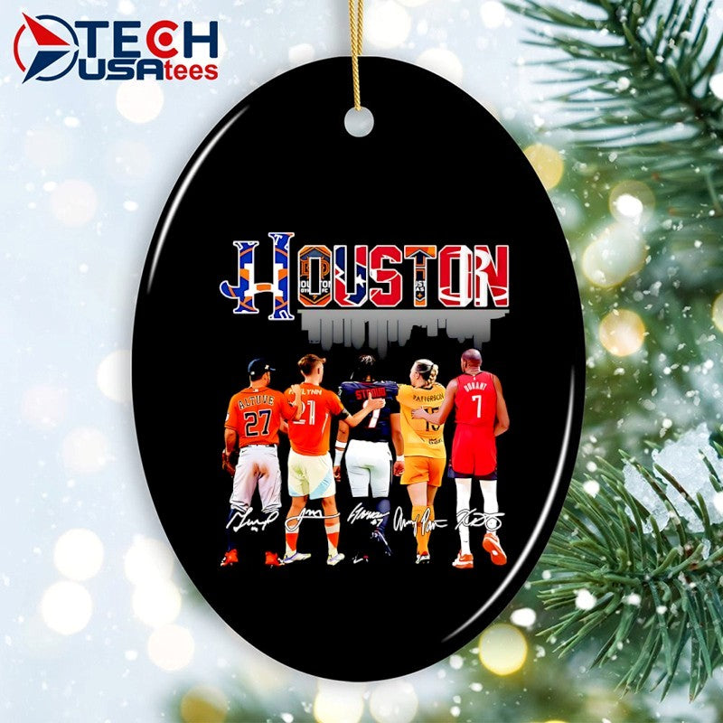 Houston Sports Team skyline players signature shirt