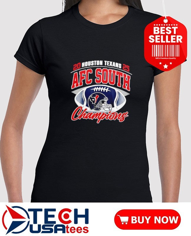 Houston Texans 2025 AFC South Champions helmet shirt