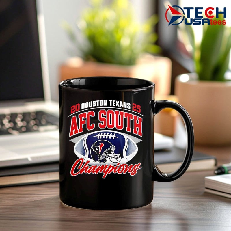Houston Texans 2025 AFC South Champions helmet shirt
