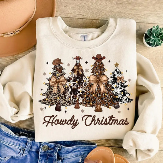 Howdy Christmas Shirt, Western Christmas Shirt, Retro Christmas Tree Shirt, Cowboy Christmas Shirt, Christmas Cowgirl, Coquette Christmas Shirt Design Christmas Gift Idea 2024, Gift For Him, Gift For Her