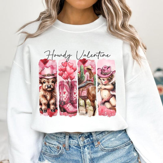 Howdy Valentine Sweatshirt, Western Valentines Sweatshirt, Highland Cow Sweatshirt, XOXO Sweatshirt, Retro Valentine Hearts Sweatshirt, Brushstroke, Cupid Sweatshirt, Love Sweatshirt