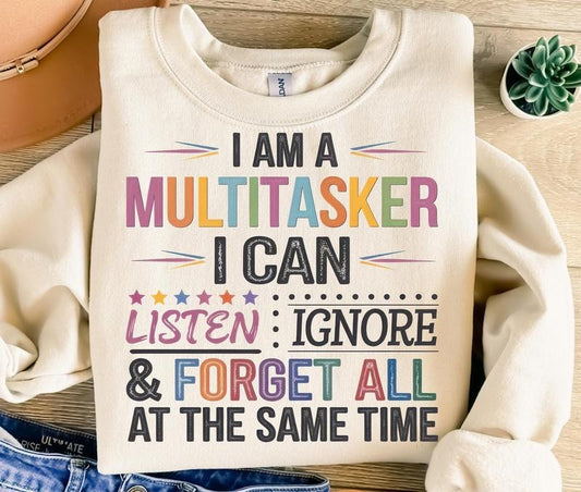 I Am Multitasker I Can Listen Ignore Forget All At The Same Time Png Sublimation Design Retro Png T-shirt Design Instant Download Png  T-shirt, sweater and Hoodie