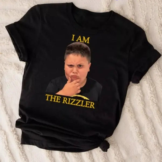 I Am The Rizzler Shirt, Trendy Teen Skibidi Shirt, For Men, For Women, 100% Cotton, Crew Neck, Slight Stretch, Breathable & Wear-Resistant, All-Season Short Sleeve Tee, Perfect for Outdoor & Daily Fashion