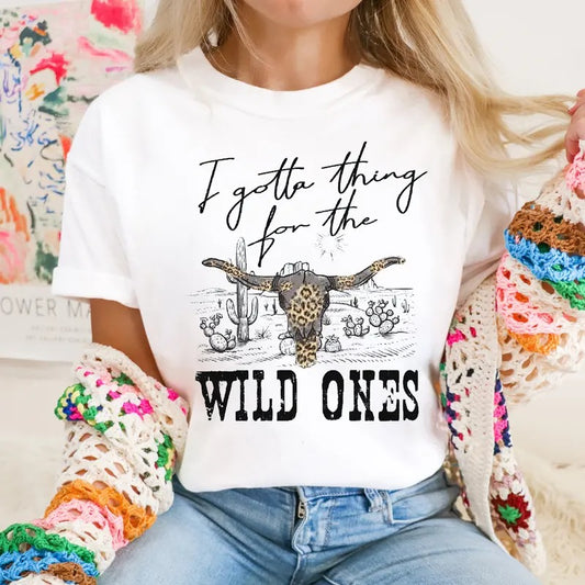 I G0tta Thing F0r The Wild 0nes Tee, Country Music Top, Western Vibe, Unisex Short Sleeve Tee Shirt, Casual Clothing