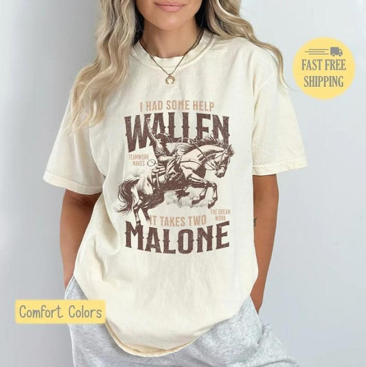 I Had Some Help Wallen And Malone Tee, Country Music Graphic Tee, Cowboy Shirt