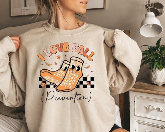 I Love Fall Prevention Sweatshirt, Fall Thanksgiving Nurse Shirt, Fall Halloween Thanksgiving Nurse Crewneck, Physical Therapy, RN ER Nurse Shirt