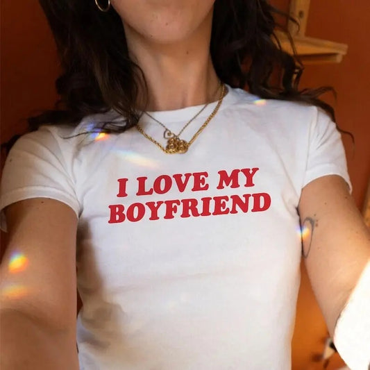 I Love My Boyfriend Tshirt, Y2K Retro Style T-shirt, Valentine's Day Tee Shirt, Funny Cool Vintage Style, Valentine Gift