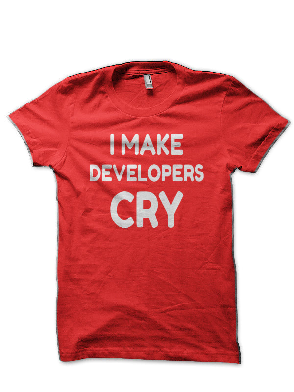 I Make Developer Cry Red T-Shirt Hoodie, Sweatshirt | CoreVibeTees.com