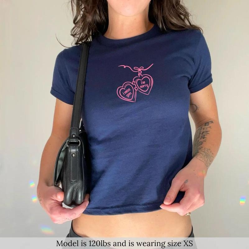 I Miss You Baby Tee, Heart Locket Baby Tee, Cute Small Shirt, Heart Baby Tee, Trendy Baby Tee