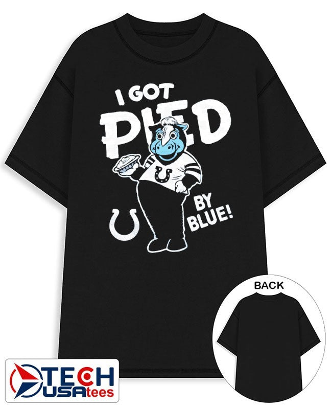 I got pied by blue Indianapolis Colts mascot shirt