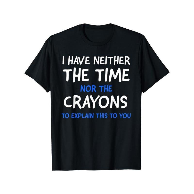 I have no time or pastel print men's short sleeve T-shirt, summer comfortable stretch fashion T-shirt, casual everyday fashion clothing Made in USA