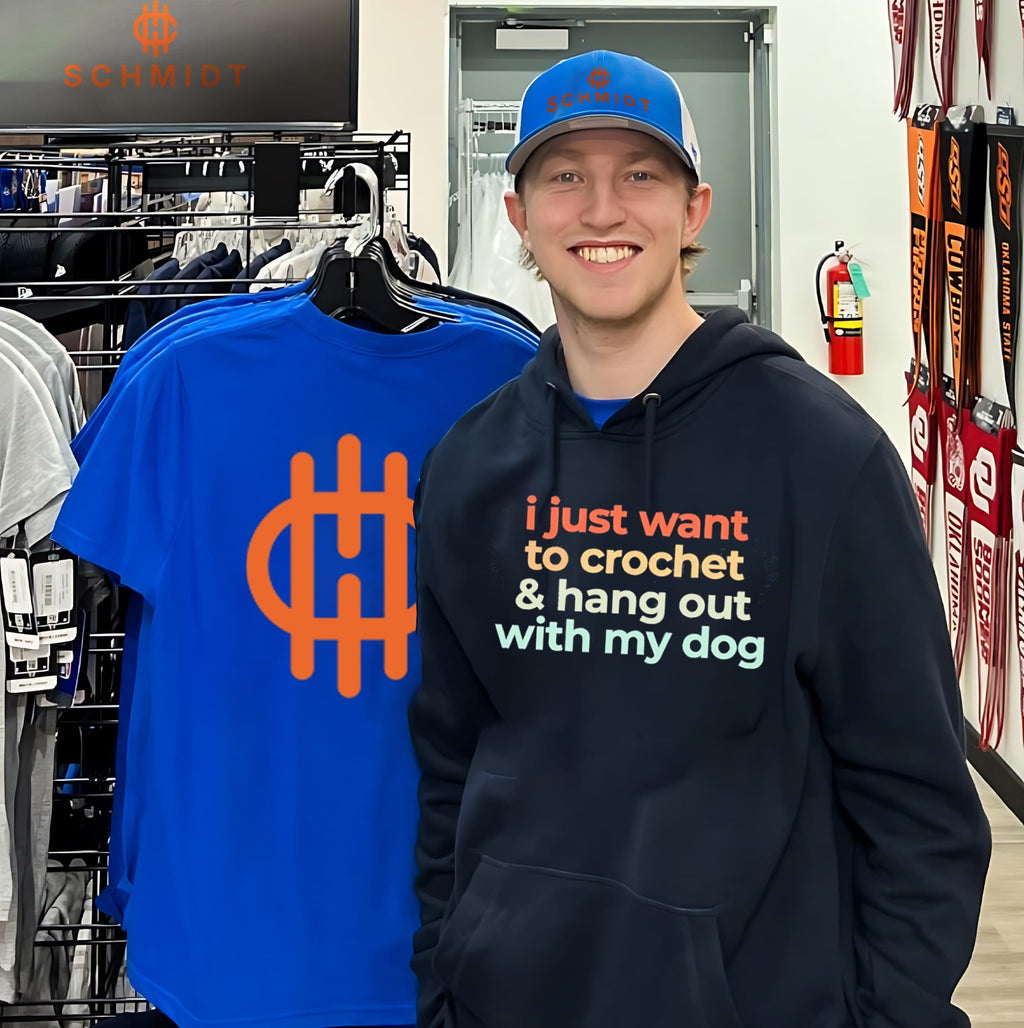 I just want to crochet and hang out with my dog simple text shirt