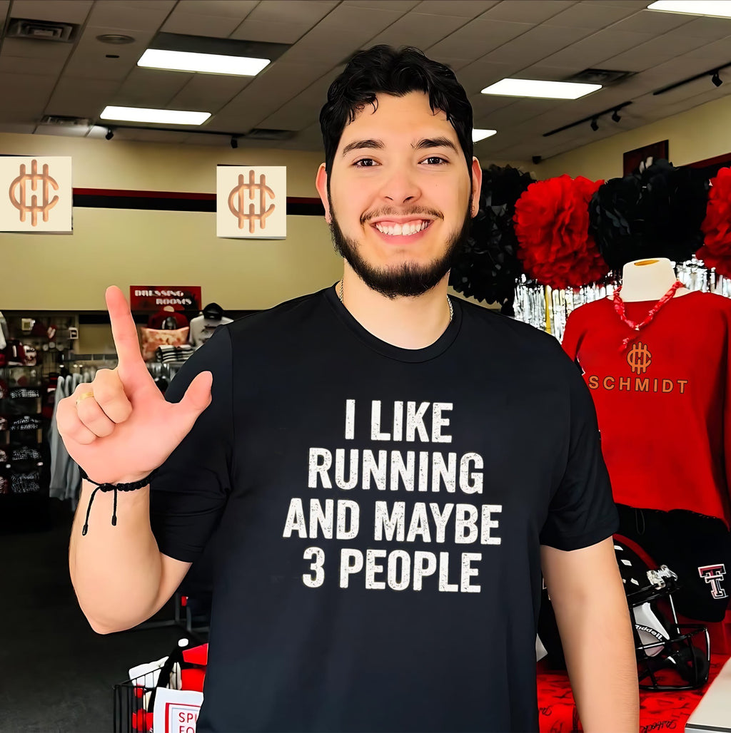 I like running and maybe 3 people simple shirt