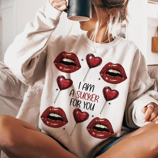 I'm A Sucker For You Sweatshirt Valentines Day , Valentine , Hello Valentine , Heart , Love , Retro Valentine s