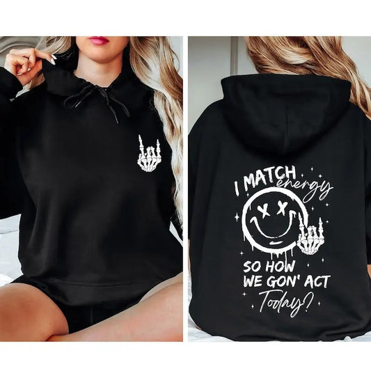 I match energy Sweatshirts,Cute Halloween Hoodie,Skeleton Energy Sweater,Trendy Skeleton Hoodie,Skeleton Sweatshirt,Retro Sarcastic Sweater