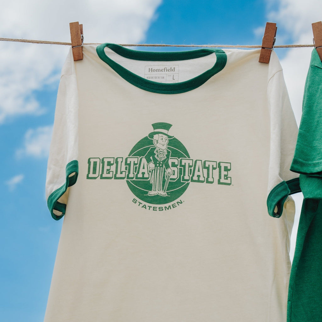 Retro Delta State Statesmen Basketball Ringer Tee Style001 Hoodie, Sweatshirt | CoreVibeTees.com (Image 2)