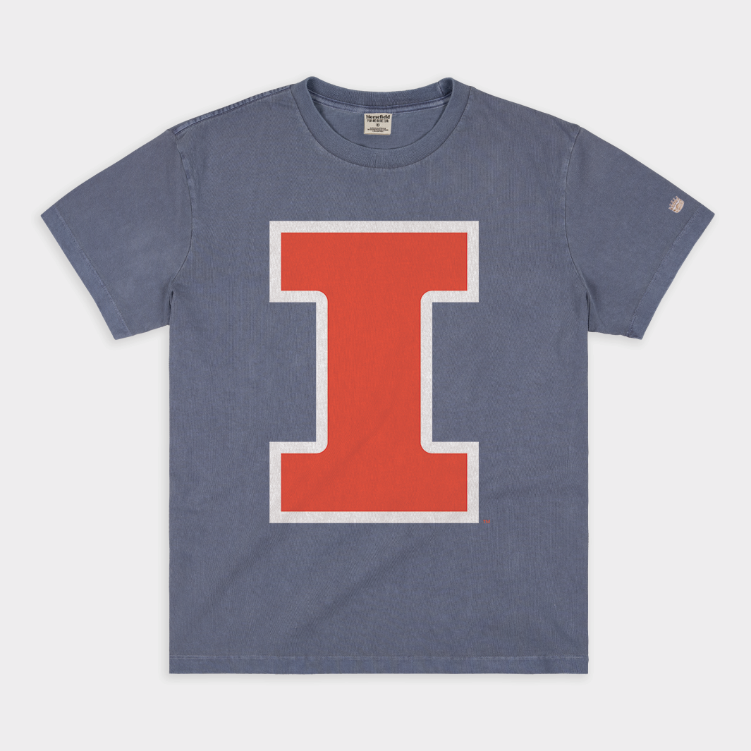 University of Illinois Block I Logo Vintage Heavyweight Tee Hoodie, Sweatshirt | CoreVibeTees.com