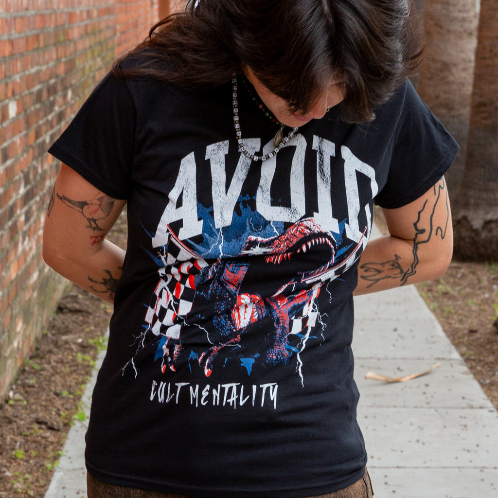 AVOID - Dino Black Tee Hoodie, Sweatshirt | CoreVibeTees.com (Image 3)